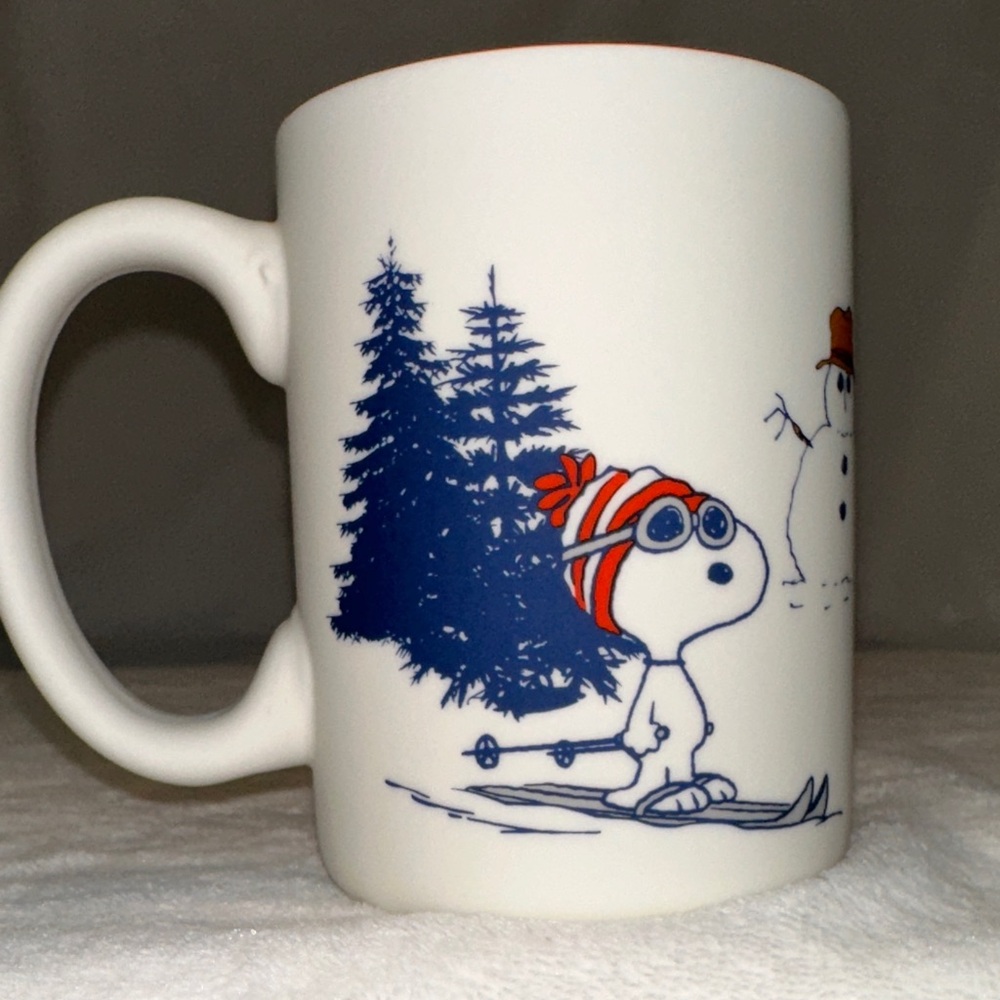 Peanuts Winter Skiing Mug with Blue and Red Design